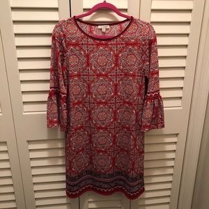 Max Studio Printed Bell Sleeve Jersey Dress